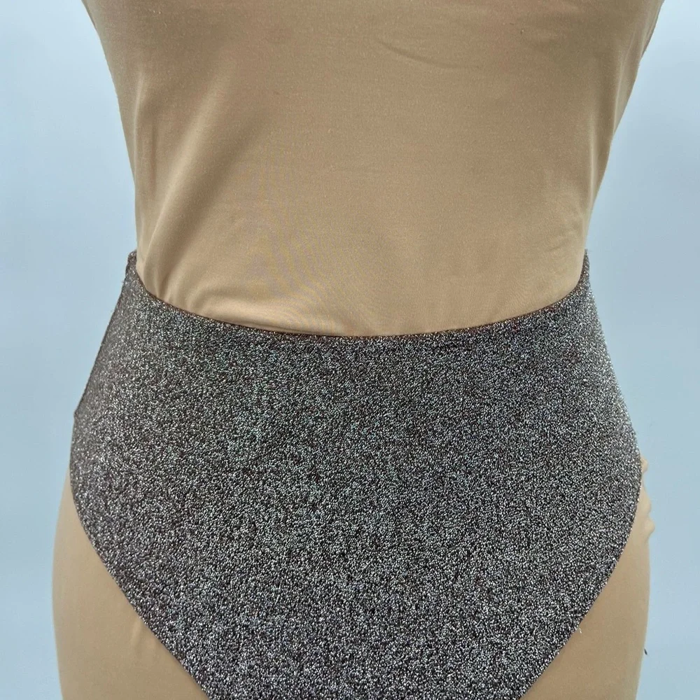 NWT skims chocolate brown metallic shimmer highwaisted bikini bottoms XXS beach